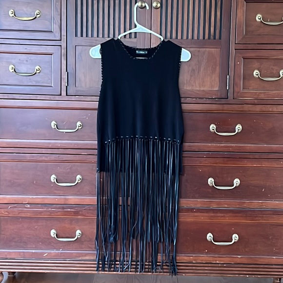 Zara Tops - Zara Knit Vest With Fringe